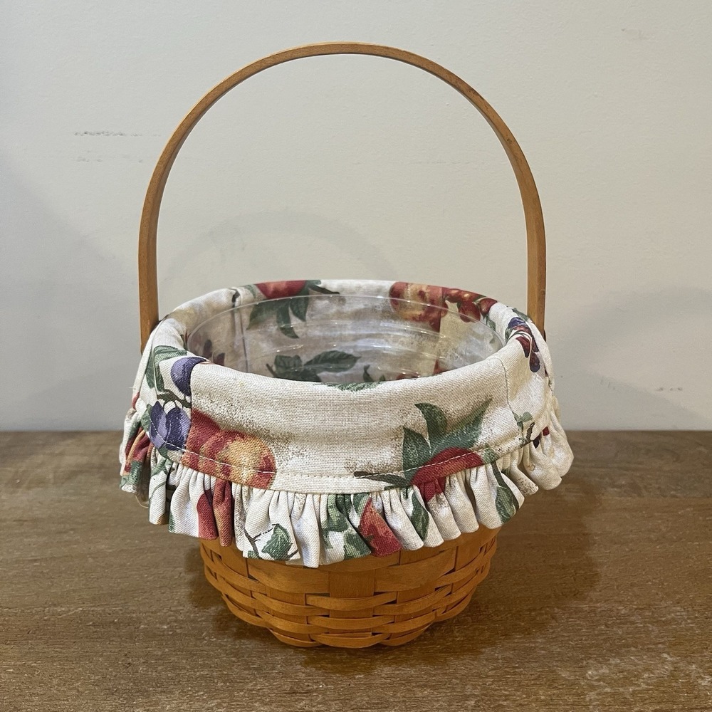 Longaberger 2000 Small Fruit Basket Fruit Medley Liner Protector Handwoven USA